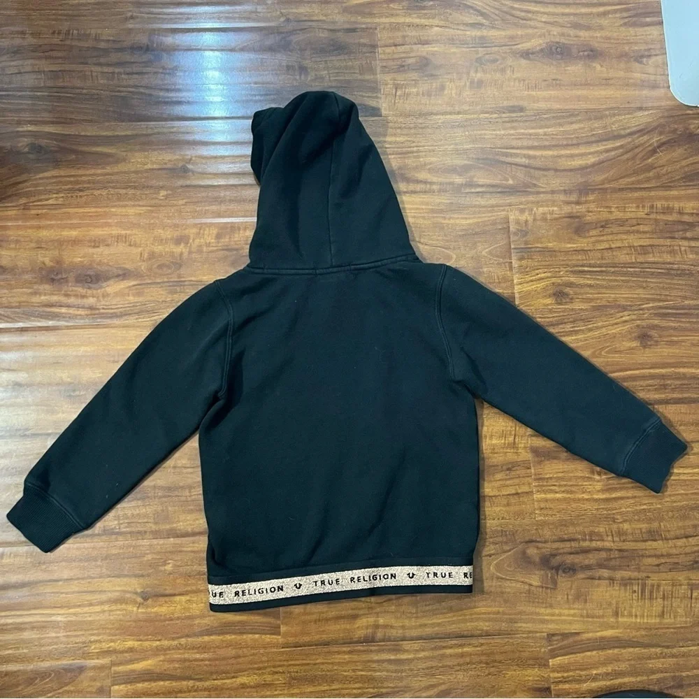 True Religion Girls Black Gold Shimmer Hoodie size small